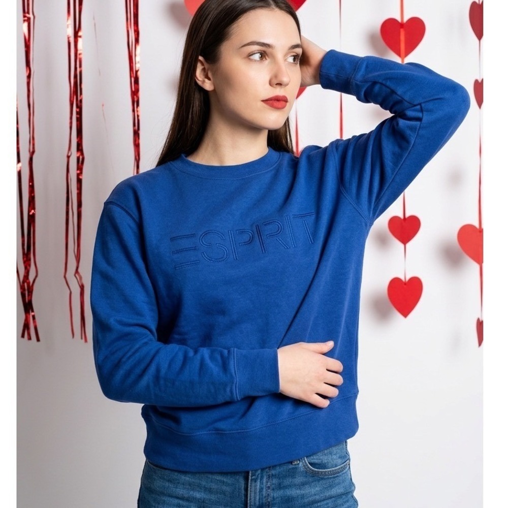 Esprit Medium Crewneck Sweatshirt Women Blue retro 80s 90s NWT Costco Viral